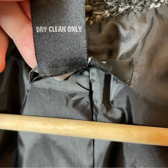 SANDRO Tweed Blazer Jacket Ribbon Ruffle Trim Small Petite Black White Womens - Picture 5 of 6